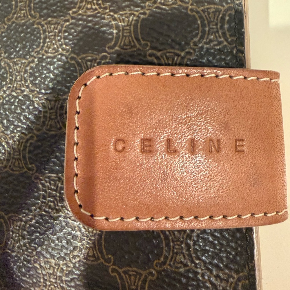 Very good Celine Triomphe Macadam Vintage Canvas Leather Wallet Bifold Compact - Picture 3 of 12